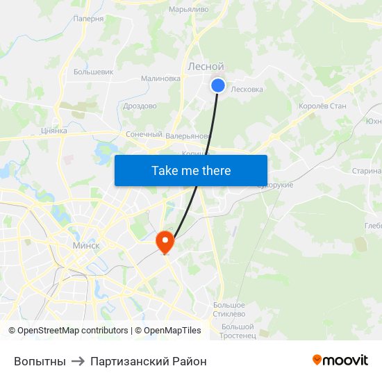 Вопытны to Партизанский Район map