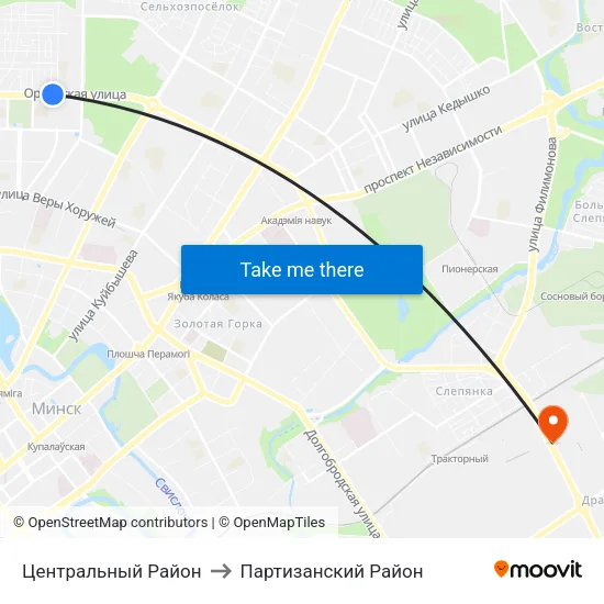 Центральный Район to Партизанский Район map