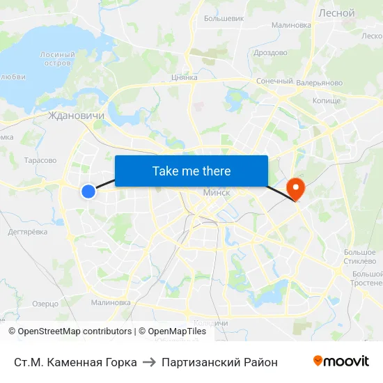 Ст.М. Каменная Горка to Партизанский Район map