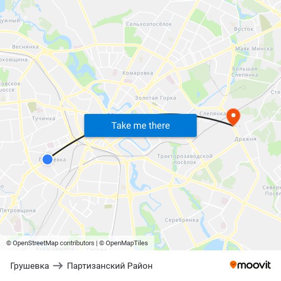 Грушевка to Партизанский Район map