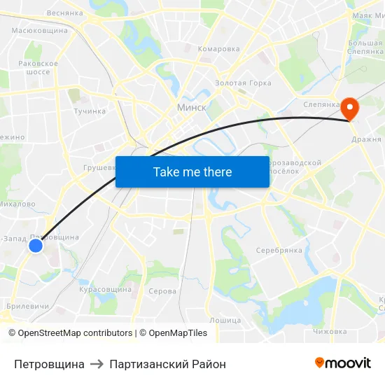 Петровщина to Партизанский Район map
