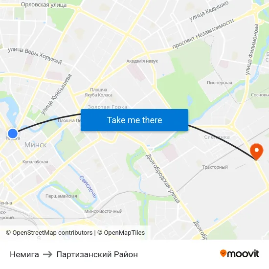 Немига to Партизанский Район map