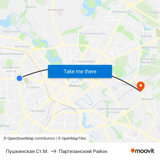 Пушкинская Ст.М. to Партизанский Район map