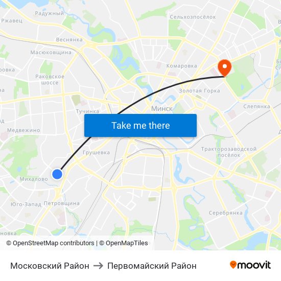 Московский Район to Первомайский Район map