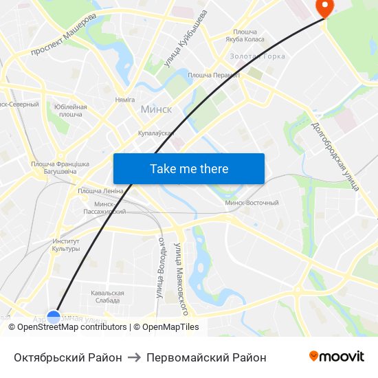 Октябрьский Район to Первомайский Район map