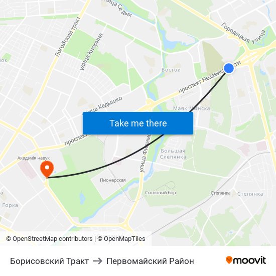 Борисовский Тракт to Первомайский Район map