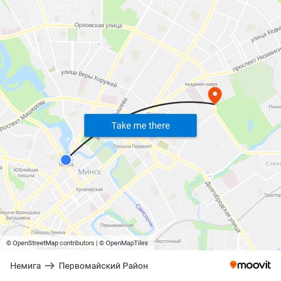 Немига to Первомайский Район map