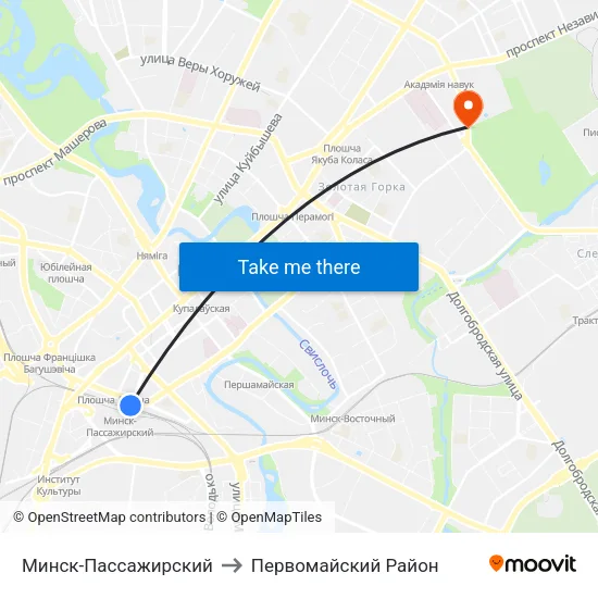Минск-Пассажирский to Первомайский Район map