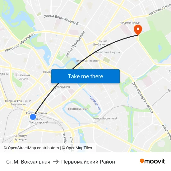Ст.М. Вокзальная to Первомайский Район map