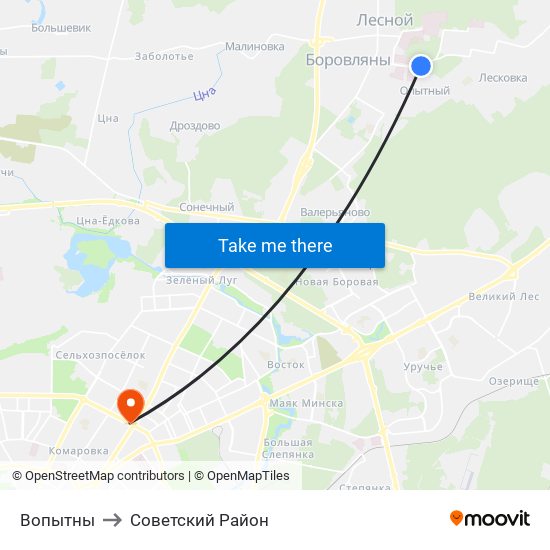 Вопытны to Советский Район map