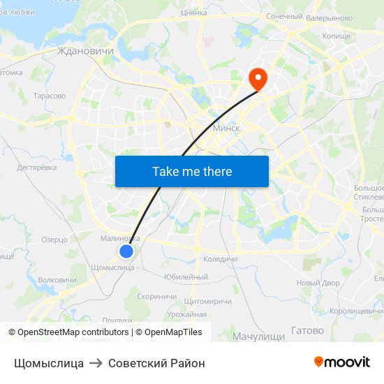 Щомыслица to Советский Район map