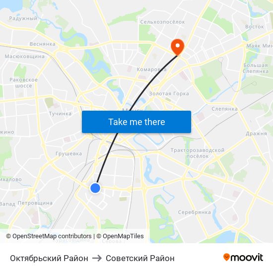 Октябрьский Район to Советский Район map