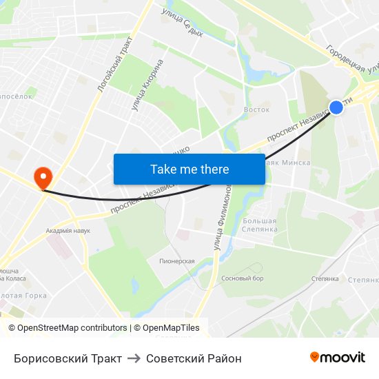 Борисовский Тракт to Советский Район map