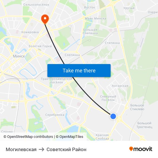 Могилевская to Советский Район map