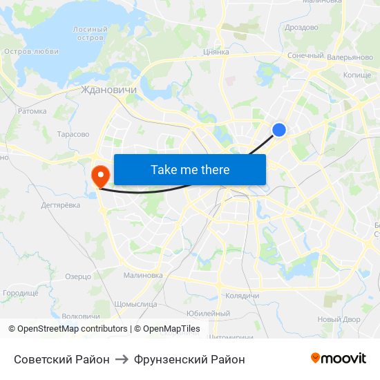 Советский Район to Фрунзенский Район map