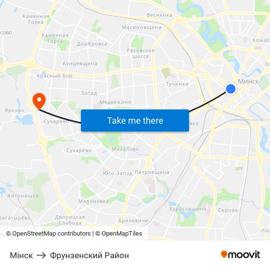 Мінск to Фрунзенский Район map