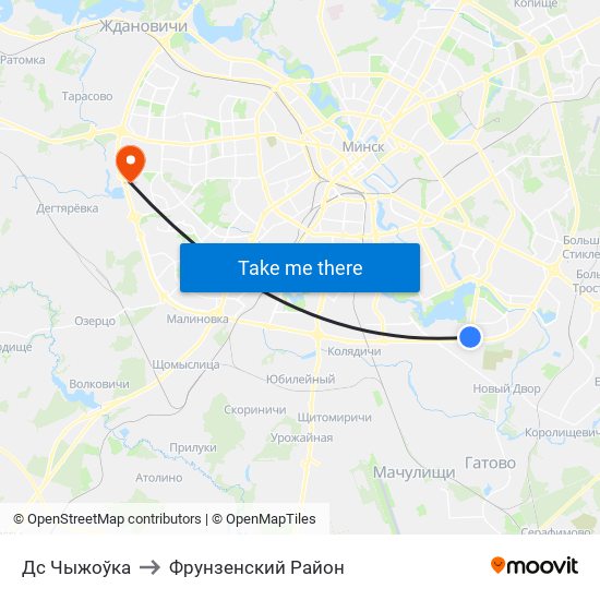 Дс Чыжоўка to Фрунзенский Район map