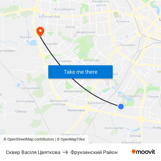 Сквер Васіля Цвяткова to Фрунзенский Район map