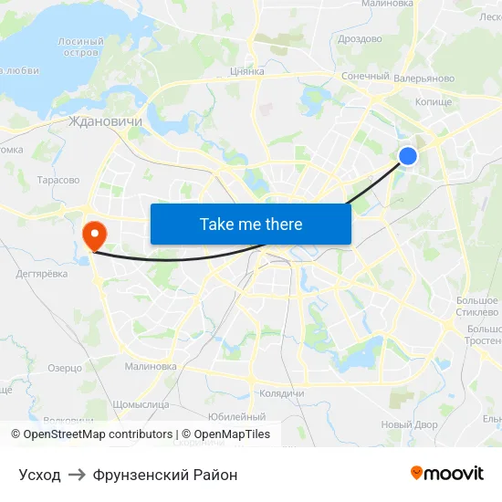 Усход to Фрунзенский Район map