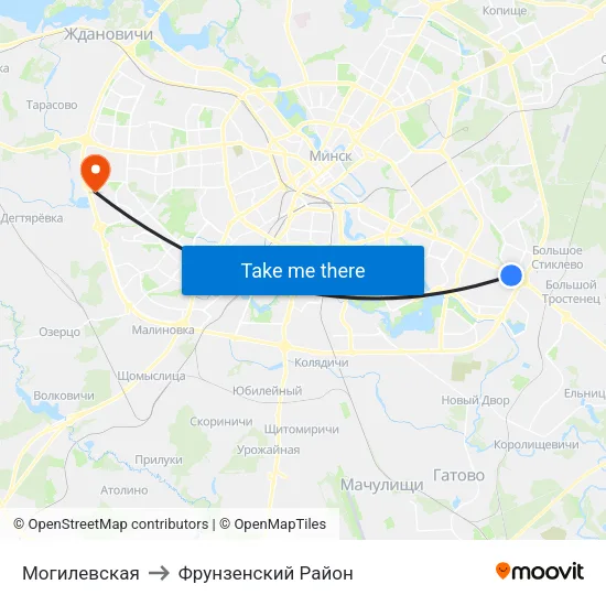 Могилевская to Фрунзенский Район map