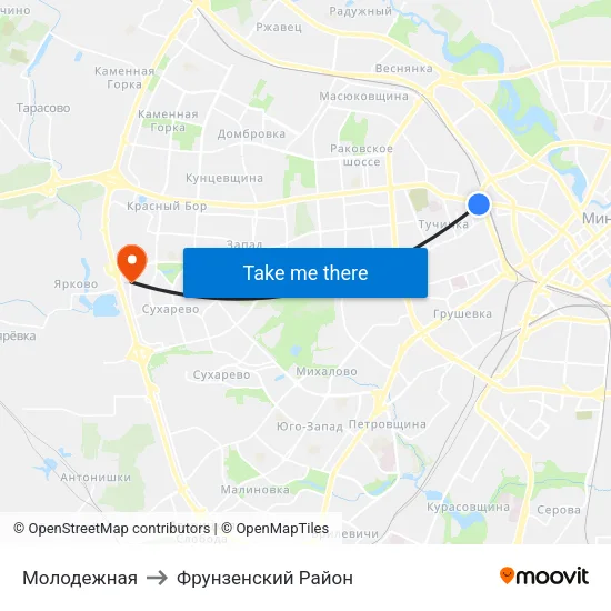 Молодежная to Фрунзенский Район map