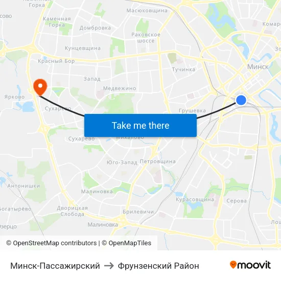 Минск-Пассажирский to Фрунзенский Район map