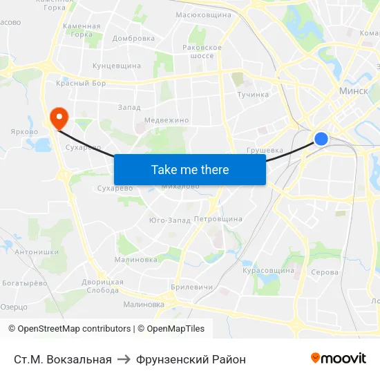 Ст.М. Вокзальная to Фрунзенский Район map