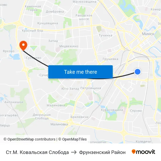 Ст.М. Ковальская Слобода to Фрунзенский Район map