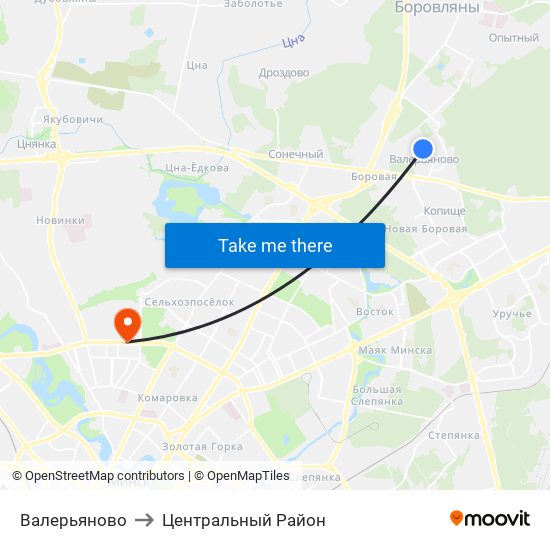 Валерьяново to Центральный Район map