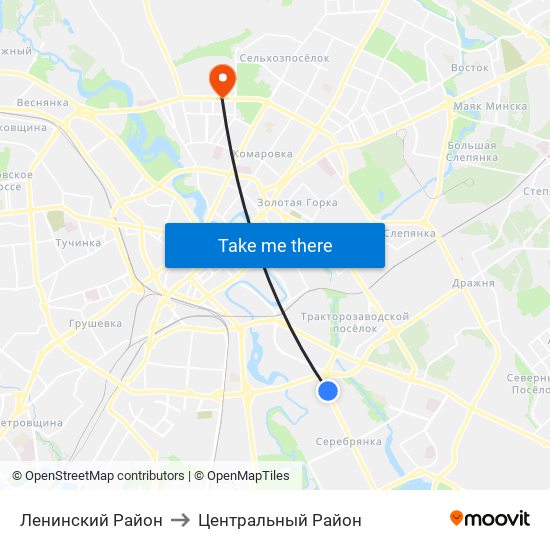 Ленинский Район to Центральный Район map