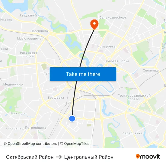 Октябрьский Район to Центральный Район map