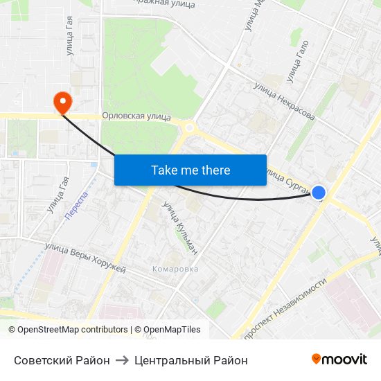 Советский Район to Центральный Район map