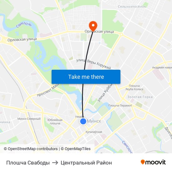 Плошча Свабоды to Центральный Район map