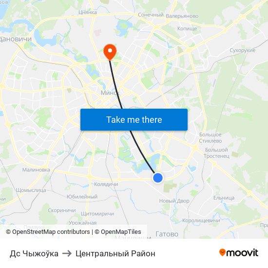 Дс Чыжоўка to Центральный Район map