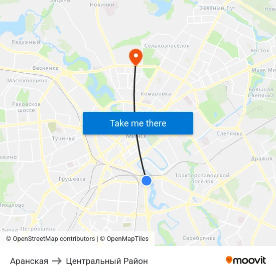 Аранская to Центральный Район map