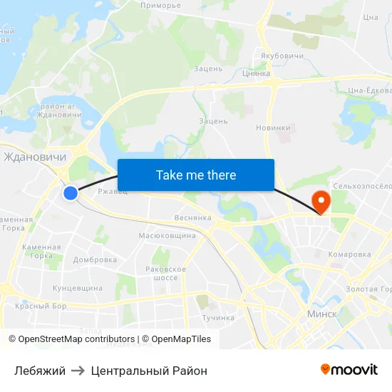Лебяжий to Центральный Район map