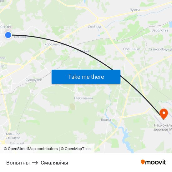 Вопытны to Смалявічы map