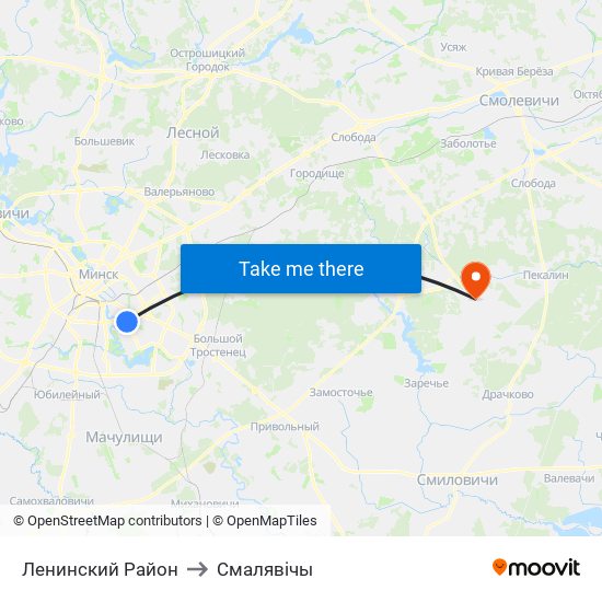 Ленинский Район to Смалявічы map