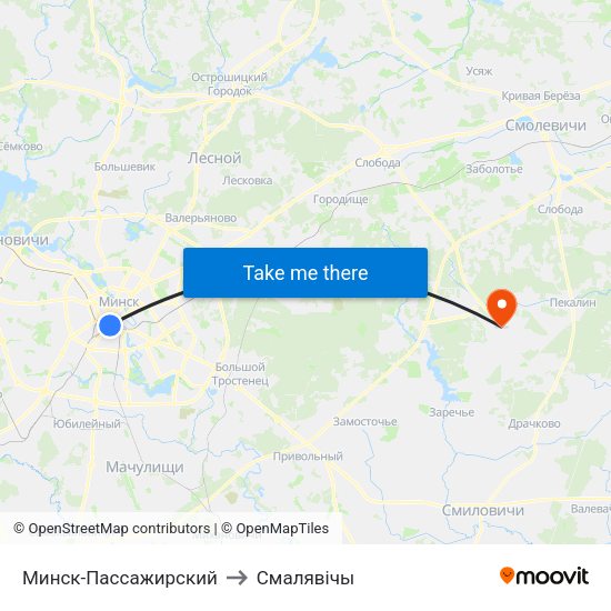 Минск-Пассажирский to Смалявічы map