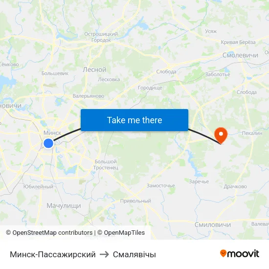 Минск-Пассажирский to Смалявічы map
