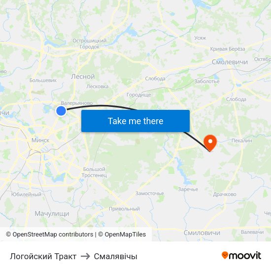 Логойский Тракт to Смалявічы map