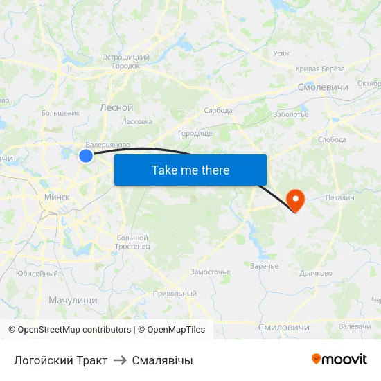 Логойский Тракт to Смалявічы map
