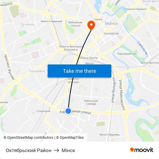 Октябрьский Район to Мінск map