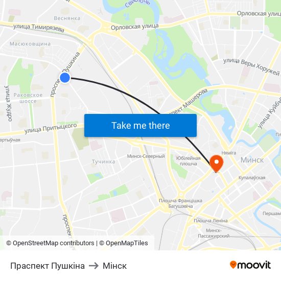 Праспект Пушкіна to Мінск map