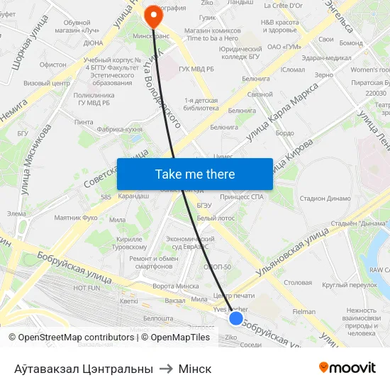 Аўтавакзал Цэнтральны to Мінск map