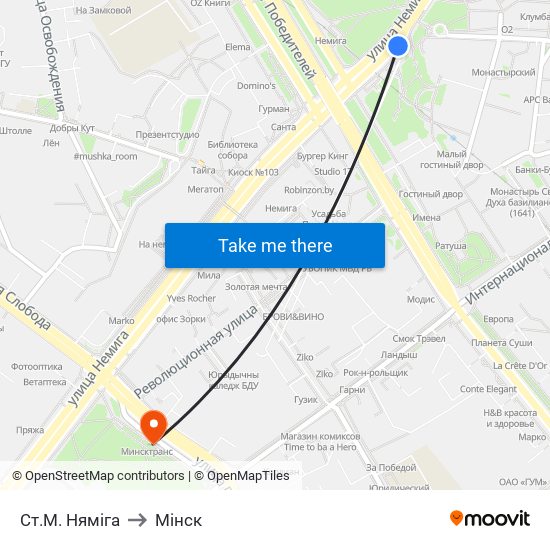 Ст.М. Няміга to Мінск map