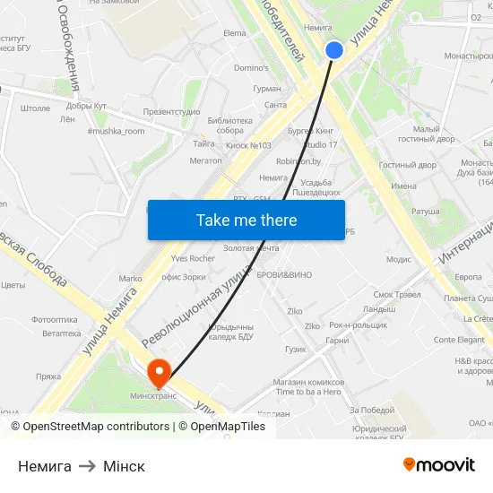 Немига to Мінск map