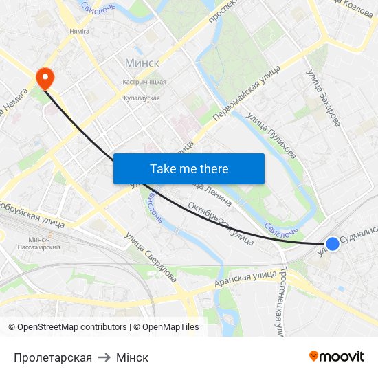 Пролетарская to Мінск map