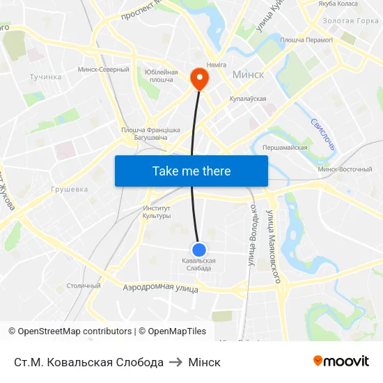 Ст.М. Ковальская Слобода to Мінск map
