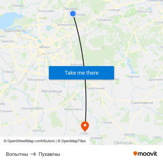 Вопытны to Пухавічы map